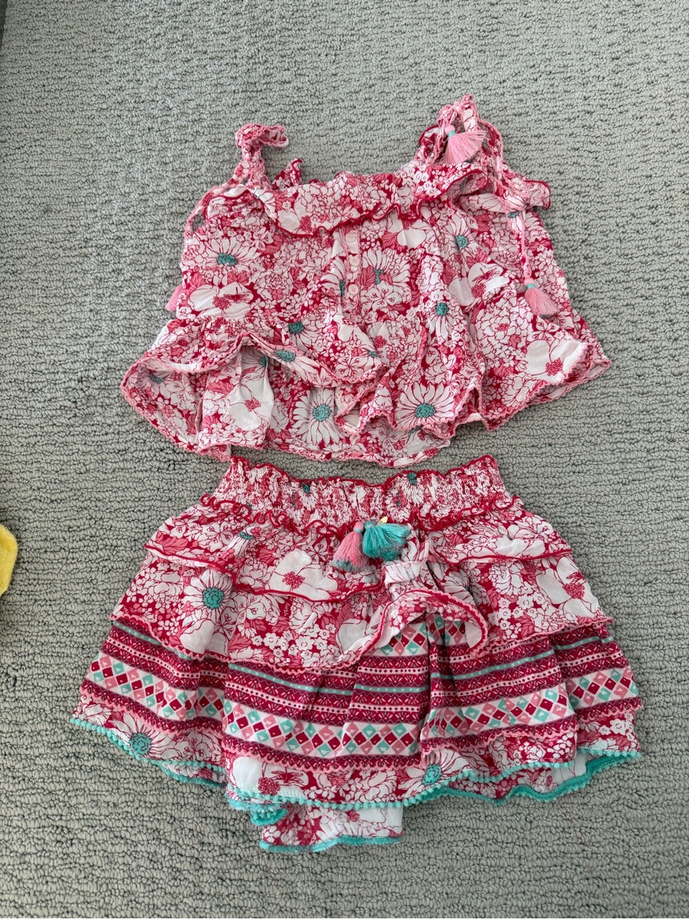 Pink Floral Ruffle Two-Piece Set
